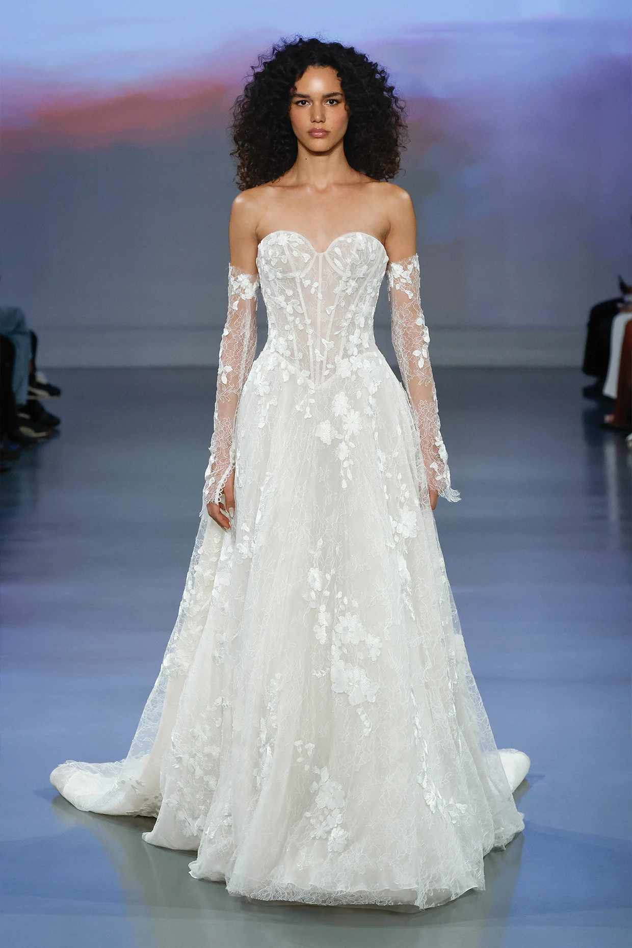 A model wears the Ines Di Santo Delphine gown on a runway